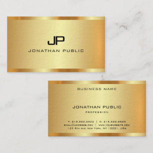 Tarjeta De Visita Monograma inicial Faux Gold Profesional moderno
