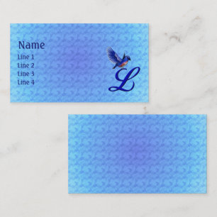 Tarjeta De Visita Monograma Inicial L Elegante Pájaro Azul