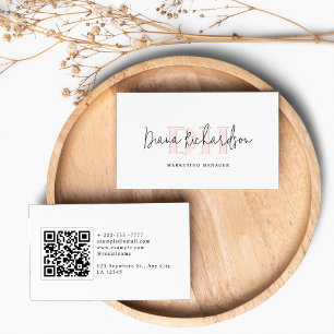 Tarjeta De Visita Monograma inicial moderno elegante y femenino con 