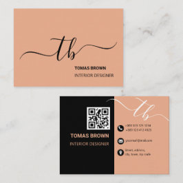 Tarjeta De Visita Monograma inicial simple | Engranaje y negro