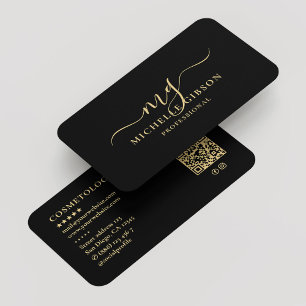 Tarjeta De Visita Monograma Iniciales Profesionales Mínimo Negro