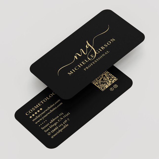 Tarjeta De Visita Monograma Iniciales Profesionales Mínimo Negro (Subido por el creador)