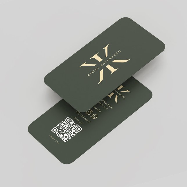 Tarjeta De Visita Monograma K Profesional Dark Green Gold Moderno (Monogram K Professional Dark Green Gold Modern Business Card
)