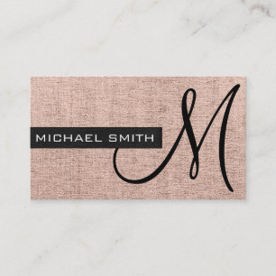 Tarjeta De Visita Monograma Khaki elegante lienzo