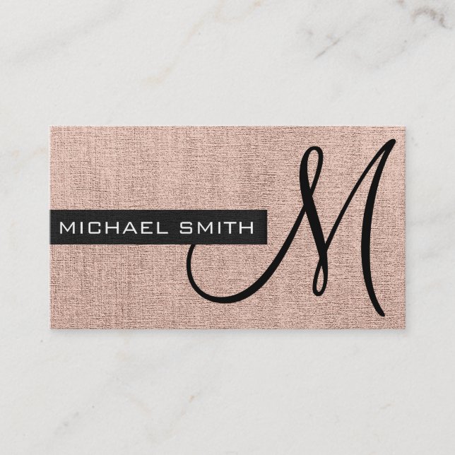 Tarjeta De Visita Monograma Khaki elegante lienzo (Anverso)