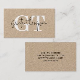 Tarjeta De Visita Monograma Kraft blanco y negro