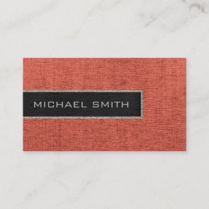 Tarjeta De Visita Monograma Ladrillo rojo Burlap Jute ruso
