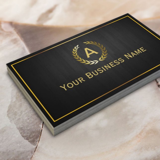 Tarjeta De Visita Monograma Laurel Wreath Elegante (Subido por el creador)