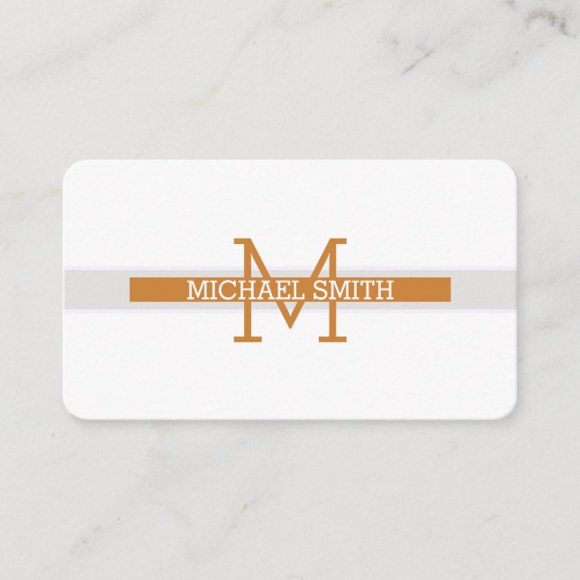 Tarjeta De Visita Monograma Línea horizontal Bronce moderna (Anverso)