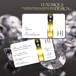 Tarjeta De Visita Monograma lujoso de diamantes decorativos de oro b