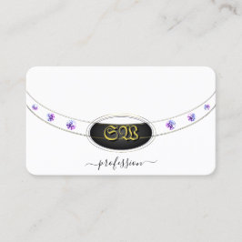 Tarjeta De Visita Monograma lujoso dorado blanco y morado