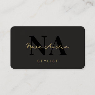 Tarjeta De Visita Monograma Luxe Estilo estético Dorado Negro Código