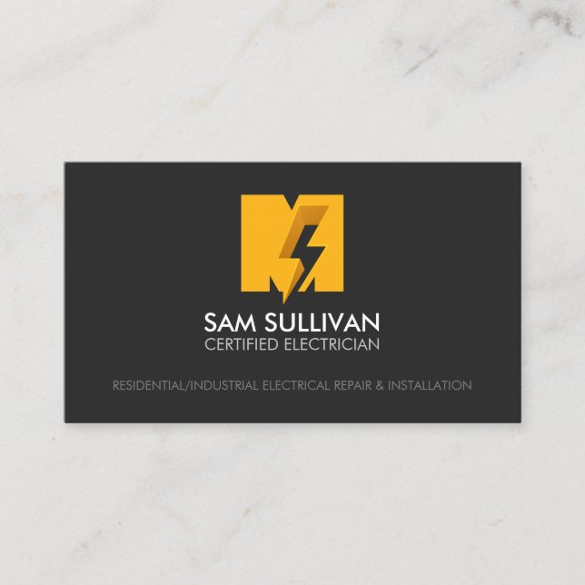 Tarjeta De Visita Monograma M de contratista eléctrico (Anverso)