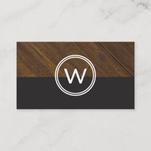 Tarjeta De Visita Monograma Madera Dos Tono
