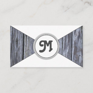 Tarjeta De Visita Monograma madera orgánica triángulos blancos