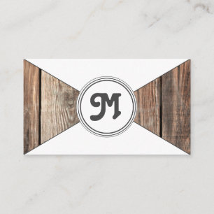 Tarjeta De Visita Monograma madera orgánica triángulos blancos
