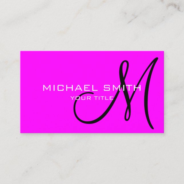 Tarjeta De Visita Monograma magenta profesional minimalista (Anverso)