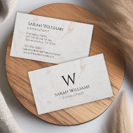 Tarjeta De Visita Monograma Mármol blanco simple negro moderno inici