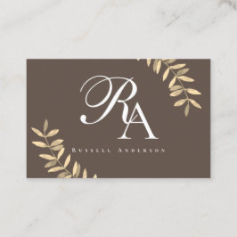 Tarjeta De Visita Monograma marrón simple