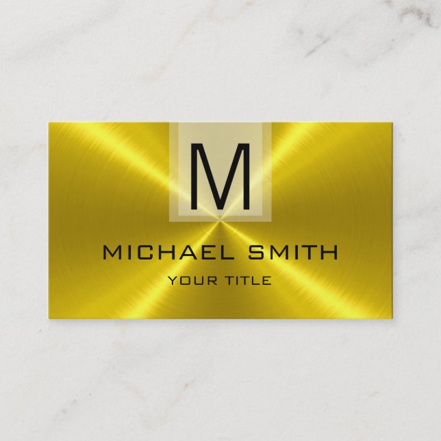 Tarjeta De Visita Monograma Metalizado de acero inoxidable Gold Prof (Anverso)