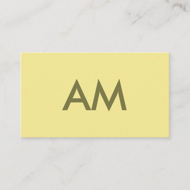 Tarjeta De Visita Monograma minimalista amarillo (Anverso)