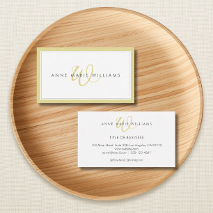 Tarjeta De Visita Monograma Minimalista Chartreuse con Borde de Tint