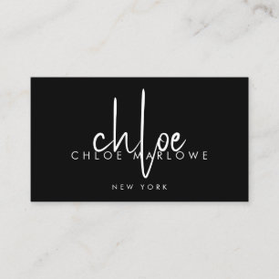 Tarjeta De Visita Monograma Minimalista con estilo de pelo de moda n