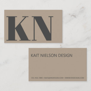 Tarjeta De Visita Monograma minimalista contemporáneo en gris taupe