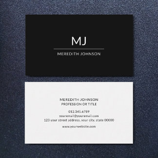 Tarjeta De Visita Monograma Minimalista Elegante Profesional Simple