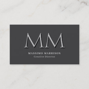 Tarjeta De Visita Monograma minimalista gris profesional