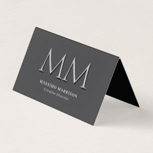 Tarjeta De Visita Monograma minimalista gris profesional