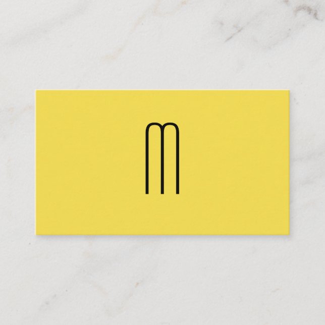Tarjeta De Visita Monograma Minimalista moderno amarillo (Anverso)