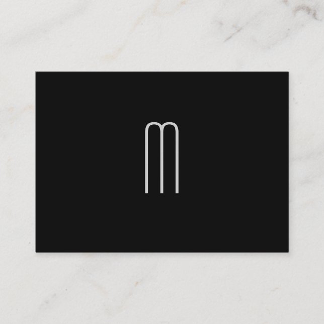 Tarjeta De Visita Monograma Minimalista moderno sobre negro (Anverso)