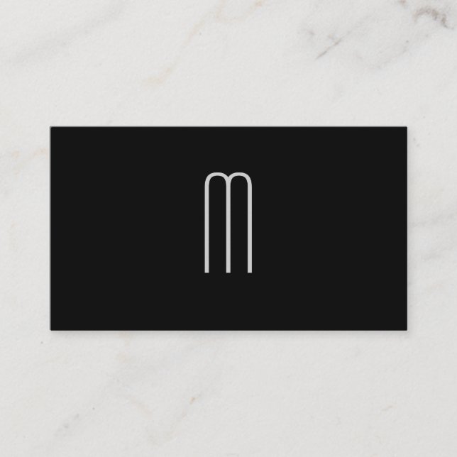 Tarjeta De Visita Monograma Minimalista moderno sobre negro (Anverso)