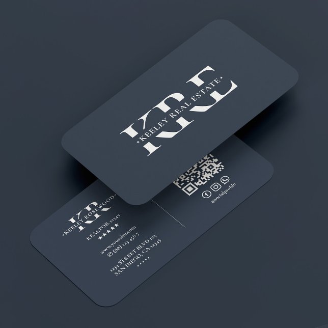 Tarjeta De Visita Monograma mínimo Carbón Carbón profesional moderno (Minimal Monogram Charcoal Modern Professional Business Card
)