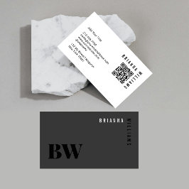 Tarjeta De Visita Monograma mínimo de código QR profesional blanco n