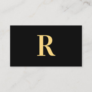 Tarjeta De Visita Monograma mínimo de oro negro moderno