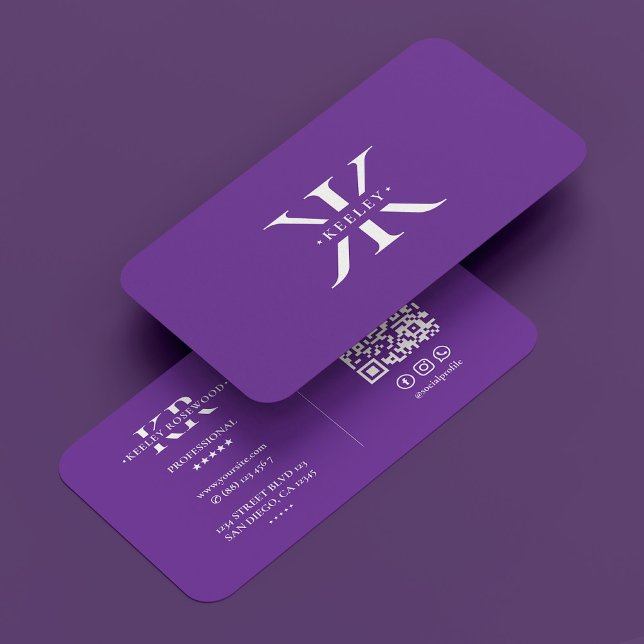 Tarjeta De Visita Monograma mínimo inicial profesional Royal Purple (Minimal Initial Monogram Professional Royal Purple Business Card
)