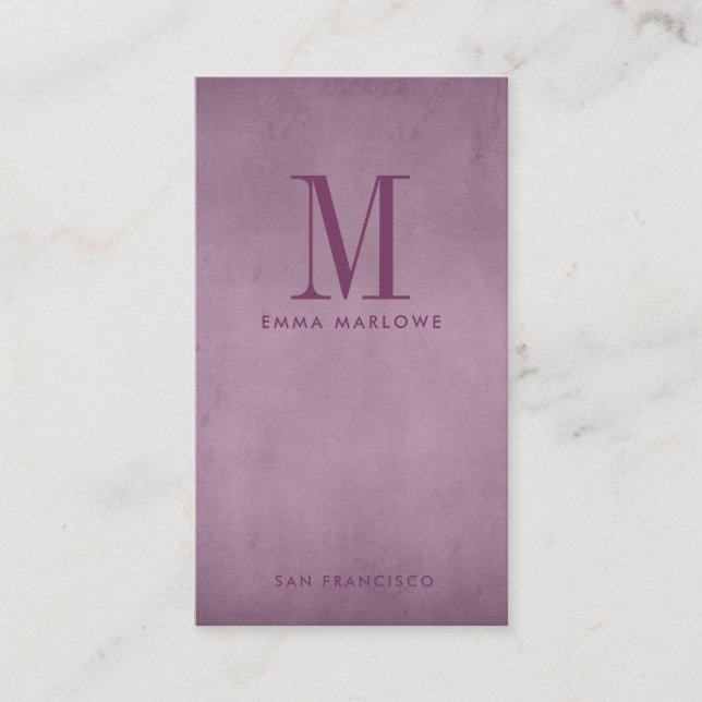 Tarjeta De Visita Monograma mínimo Lilac (Anverso)