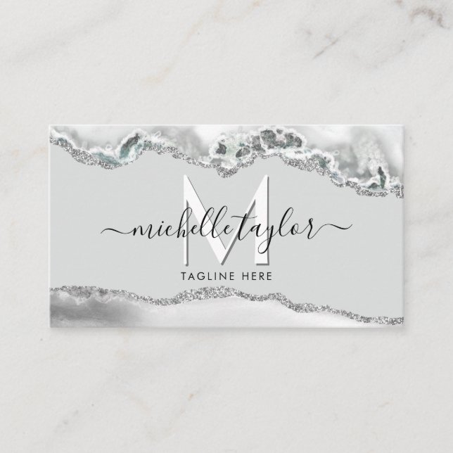 Tarjeta De Visita Monograma mínimo moderno Ca de negocio simple con  (Anverso)