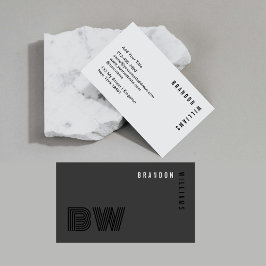 Tarjeta De Visita Monograma mínimo moderno gris negro profesional