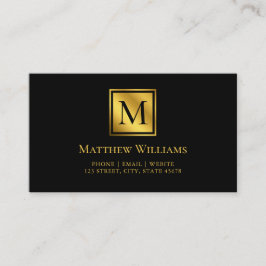 Tarjeta De Visita Monograma Mínimo Moderno Negro Y Oro