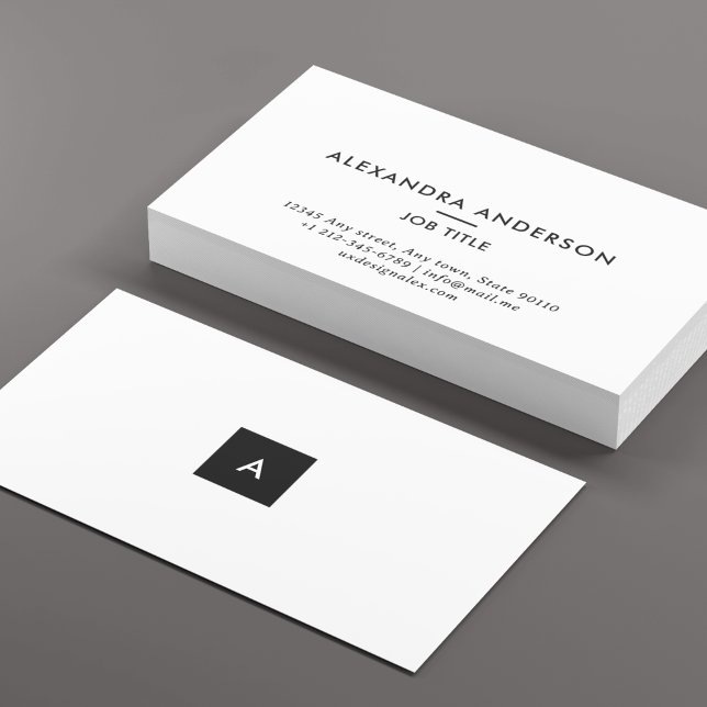 Tarjeta De Visita Monograma mínimo moderno Profesional simple (Modern Minimal Monogram Simple Professional Business Card)