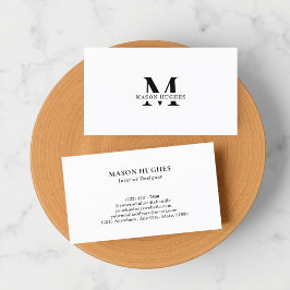 Tarjeta De Visita Monograma Mínimo Profesional Negro y Blanco