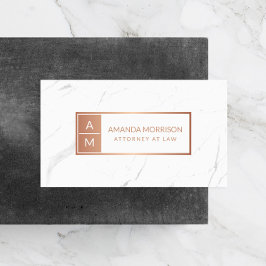 Tarjeta De Visita Monograma mínimo profesional Rosa oro/mármol