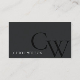 Tarjeta De Visita Monograma mínimo simple blanco y negro inicial