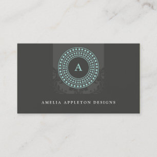 Tarjeta De Visita MonoGRAMA moderna y elegante menta gris rotor