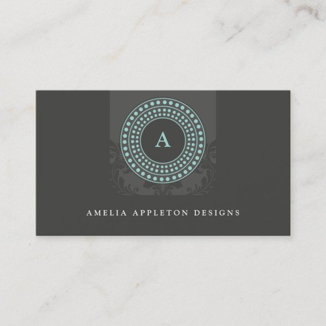 Tarjeta De Visita MonoGRAMA moderna y elegante menta gris rotor (Anverso)