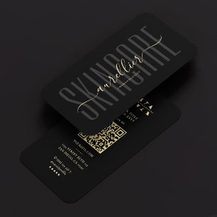 Tarjeta De Visita Monograma moderno Aestética Skincare negro