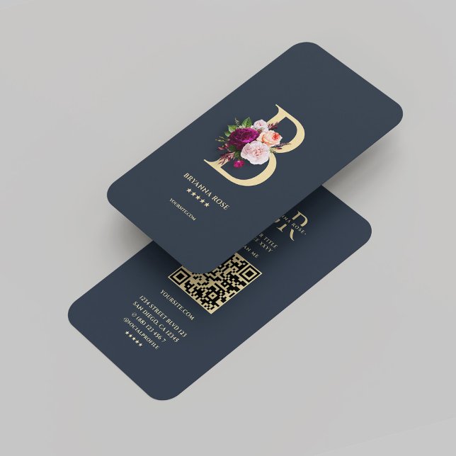 Tarjeta De Visita Monograma moderno B Profesional Dark Blue Gold (Modern Monogram B Professional Dark Blue Gold Business Card
)